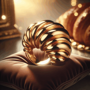 PAVOI 14K Gold Plated Croissant Dome Ring | Twisted Braided Gold Plated Ring | Chunky Signet Ring for Women