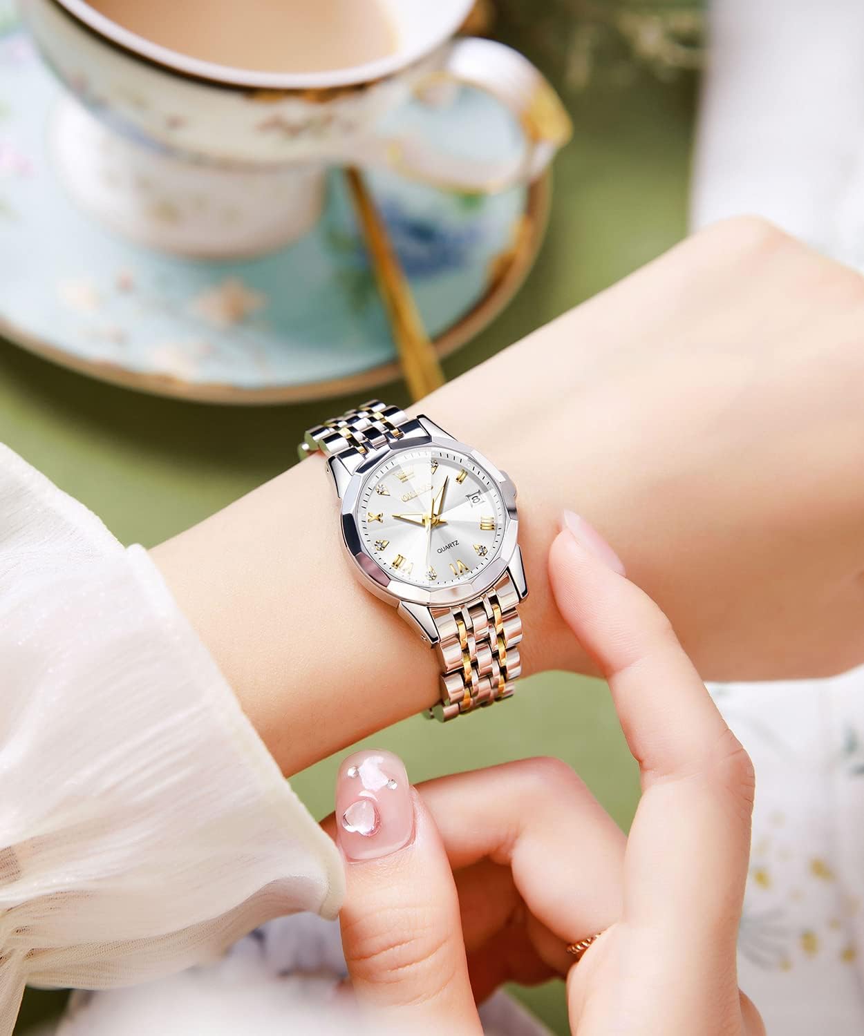 OLEVS Womens Watches Fashion Analog Quartz Stainless Steel Luxury Dress Classic Ladies Calendar Wrist Watches for Women - Image 2