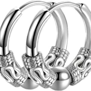 Hoop Earrings for Men Women Silver Black Titanium Hypoallergenic Surgical Steel Stainless Steel Goth Jewelry Gift