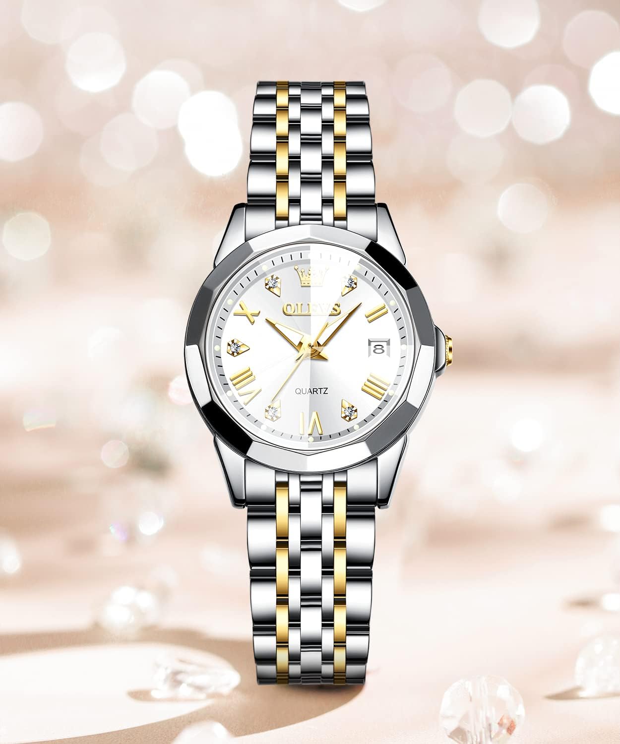 OLEVS Womens Watches Fashion Analog Quartz Stainless Steel Luxury Dress Classic Ladies Calendar Wrist Watches for Women - Image 4