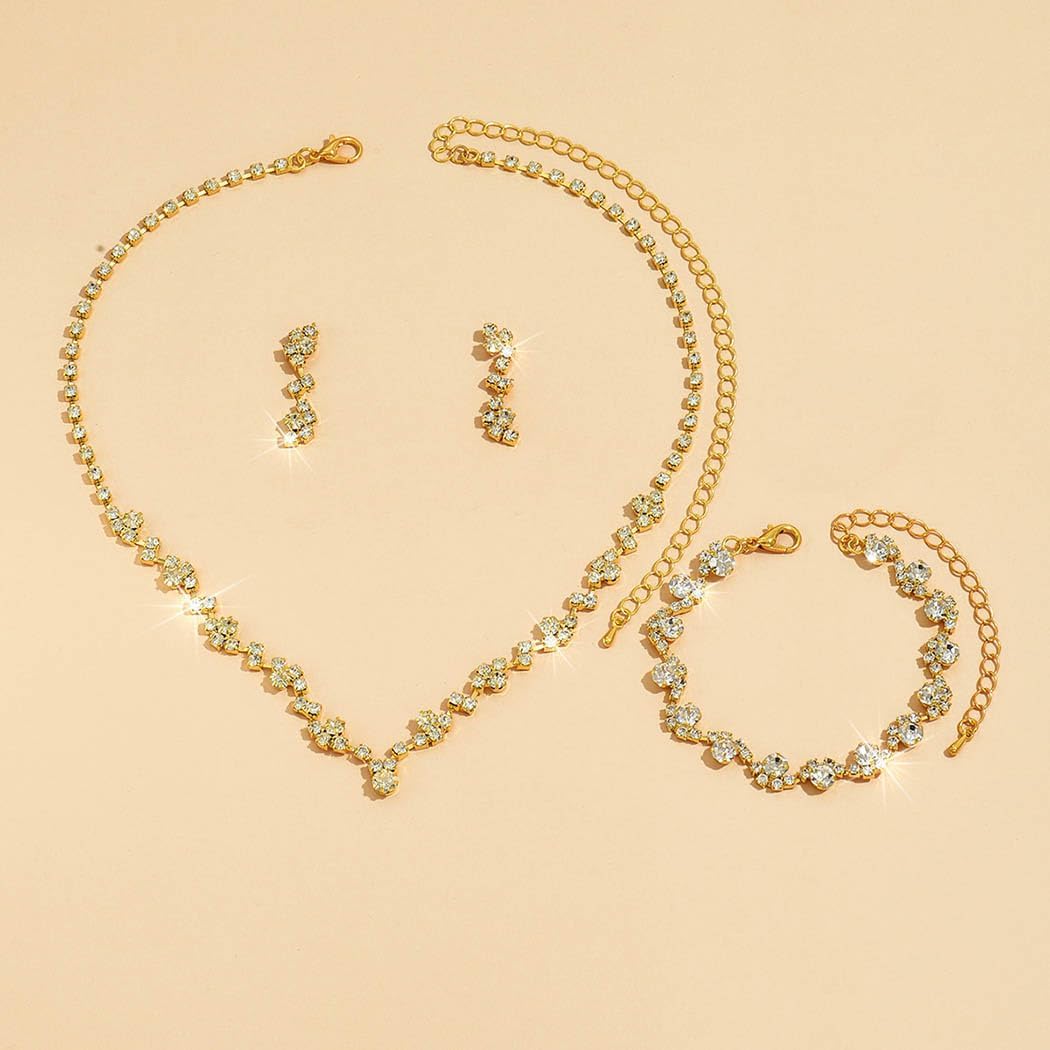 Unicra Bride Crystal Necklace Earrings Set Bridal Wedding Jewelry Sets Rhinestone Choker Necklace Prom Costume Jewelry Set for Women and Girls (3 piece set - 2 earrings and 1 necklace) - Image 2