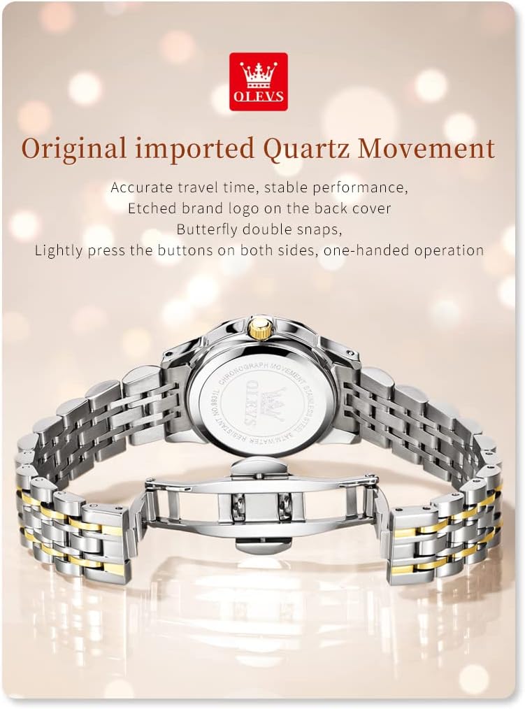 OLEVS Womens Watches Fashion Analog Quartz Stainless Steel Luxury Dress Classic Ladies Calendar Wrist Watches for Women - Image 5