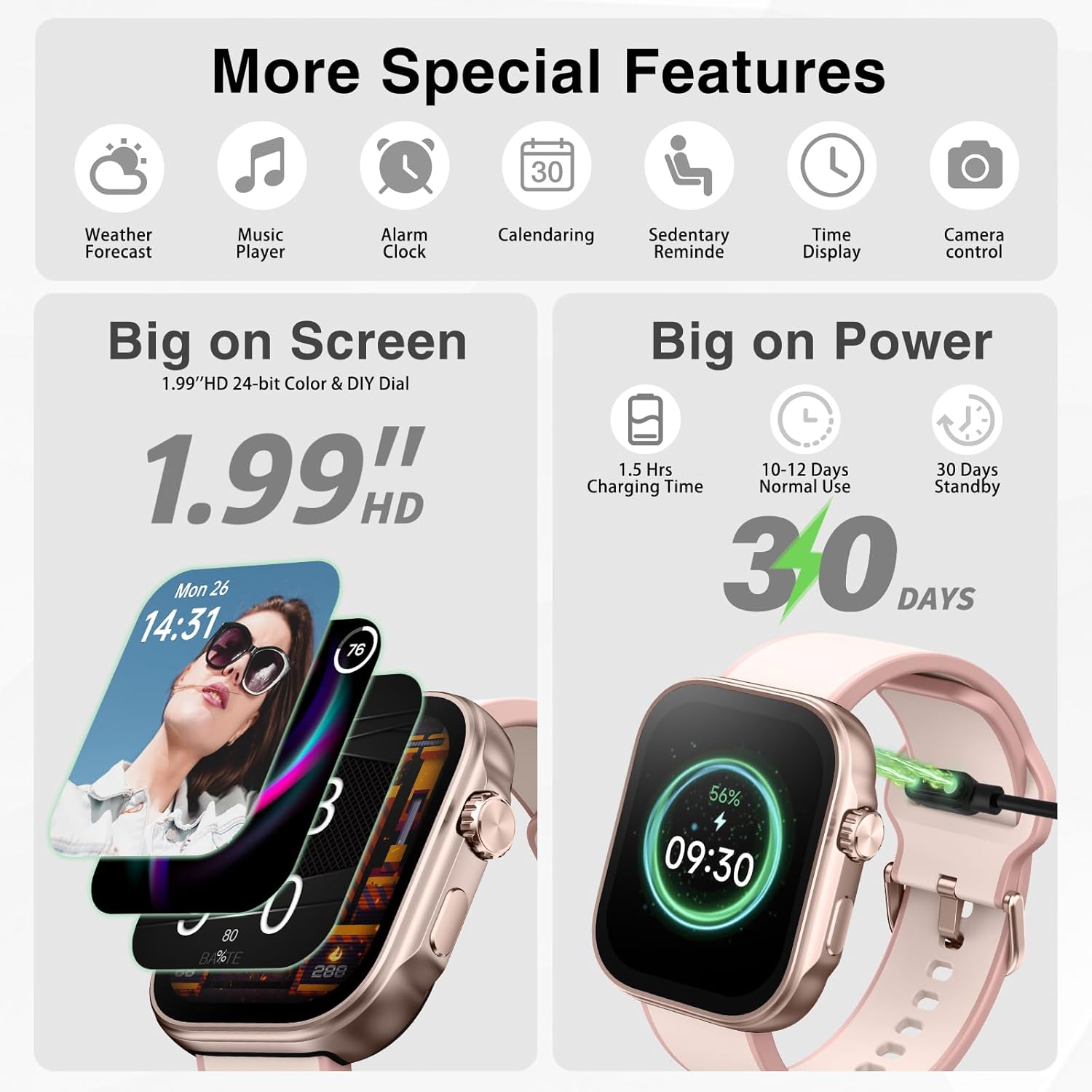 Smart Watches for Men Women, Fitness Tracker Watch with AI Voice, Bluetooth Call, 12 Days Battery, 100 Sport Modes, Smart Watch for iPhone Android, 1.99” AMOLED Display, Sleep Monitor - Image 9