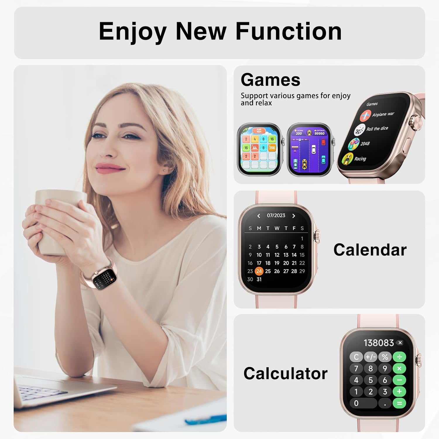 Smart Watches for Men Women, Fitness Tracker Watch with AI Voice, Bluetooth Call, 12 Days Battery, 100 Sport Modes, Smart Watch for iPhone Android, 1.99” AMOLED Display, Sleep Monitor - Image 6