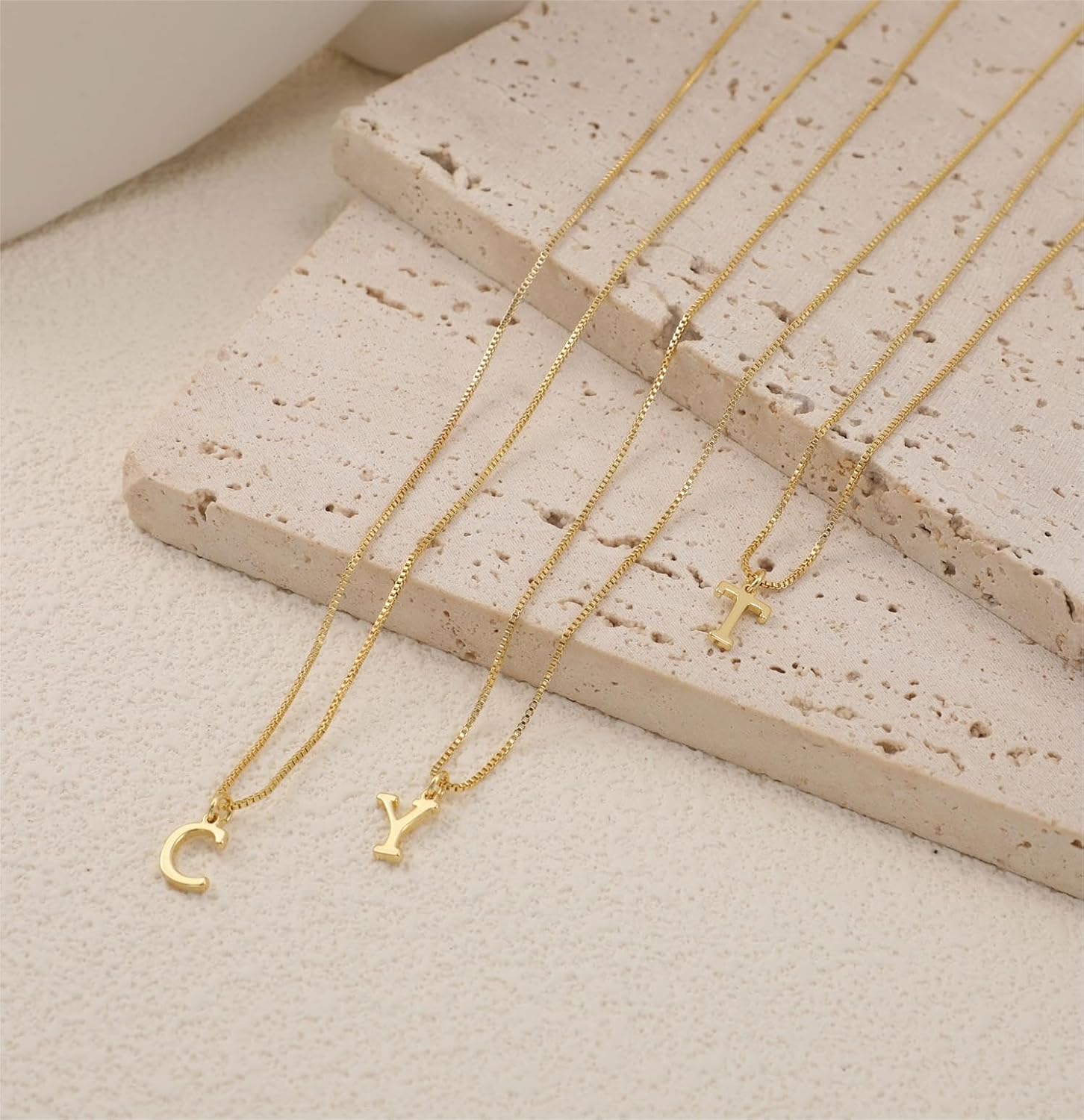 ASCOMY Initial Necklace for Women | Dainty Gold Necklaces 14k Gold Plated Personalized Dainty Initial Pendant Necklace Cute Letter Necklace A-Z Name Necklace Gold Initial Jewelry Gift for Women - Image 4