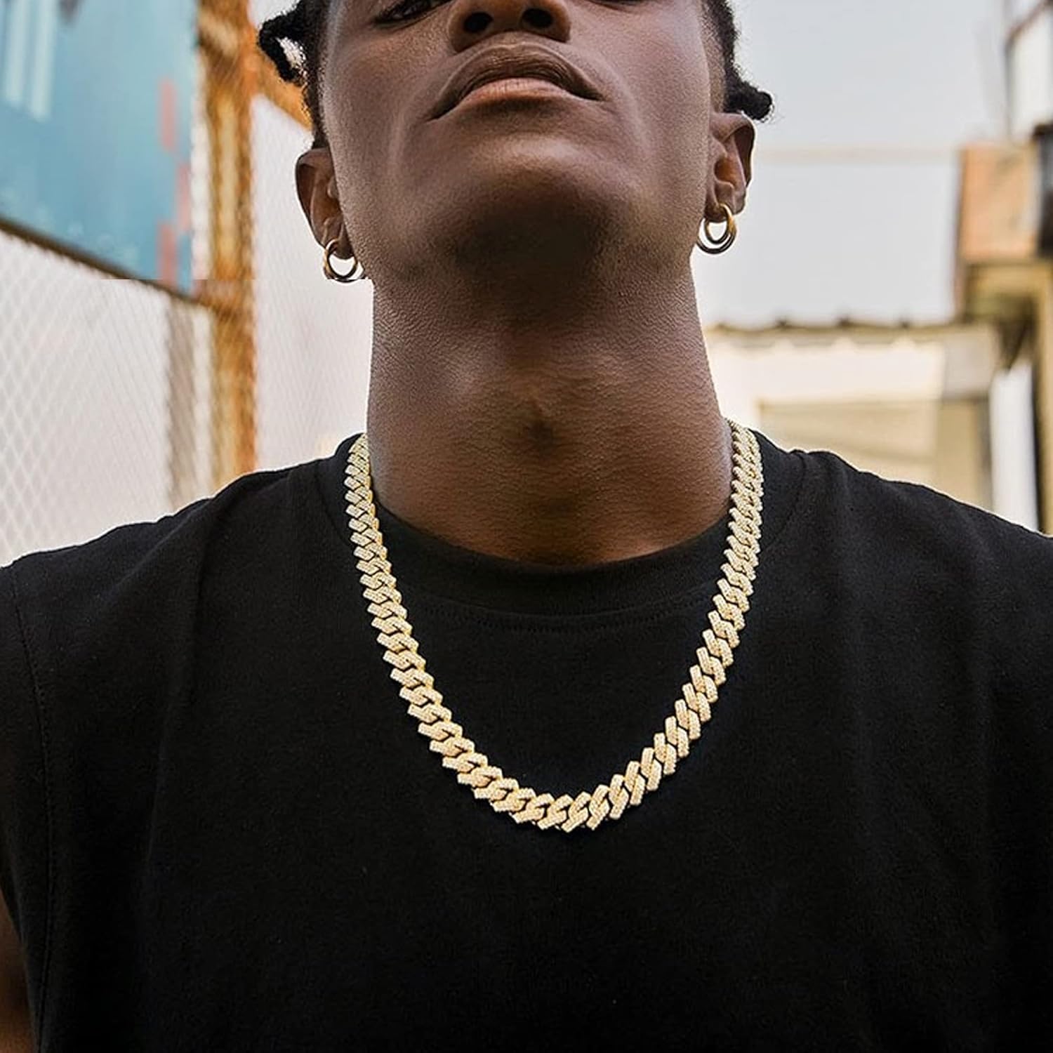 HAIAISO Cuban Link Chain Iced Out for Men 14MM Miami Cuban Link Choker Necklace Bracelet 18K Gold Plated Bling Diamond Chain Bracelet Hip Hop Jewelry for Men Women - Image 5