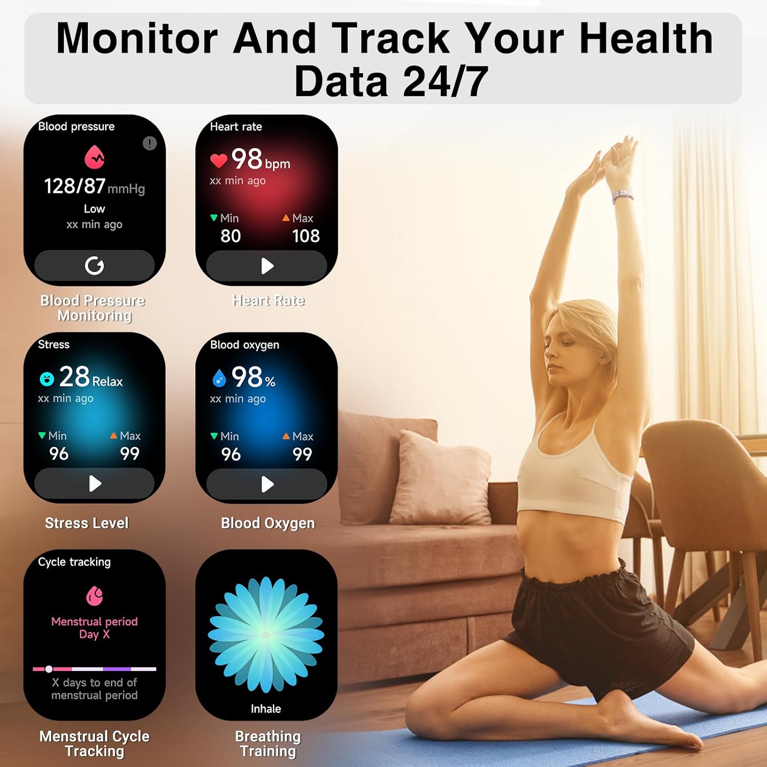 Smart Watches for Men Women, Fitness Tracker Watch with AI Voice, Bluetooth Call, 12 Days Battery, 100 Sport Modes, Smart Watch for iPhone Android, 1.99” AMOLED Display, Sleep Monitor - Image 4