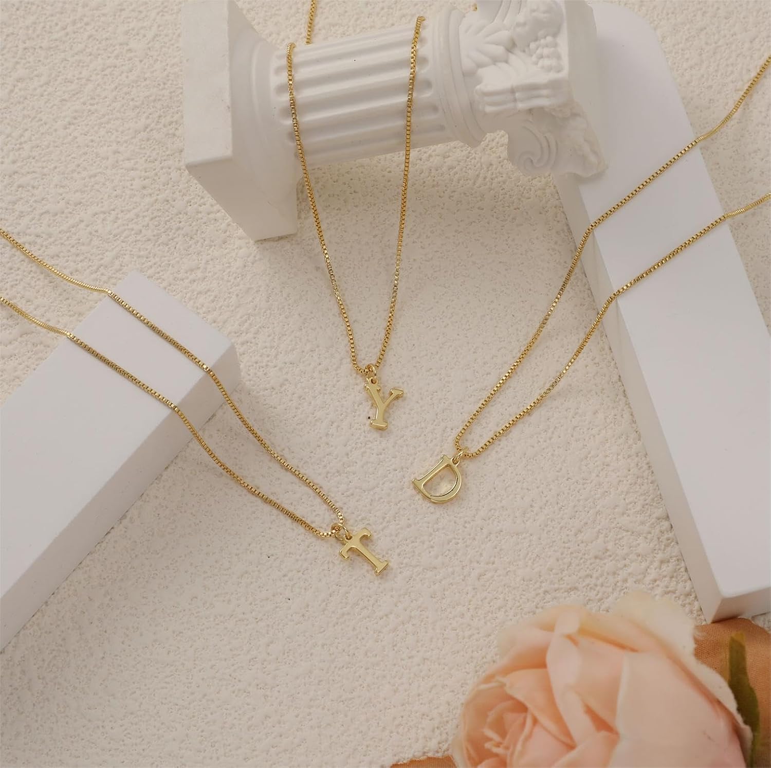 ASCOMY Initial Necklace for Women | Dainty Gold Necklaces 14k Gold Plated Personalized Dainty Initial Pendant Necklace Cute Letter Necklace A-Z Name Necklace Gold Initial Jewelry Gift for Women - Image 5