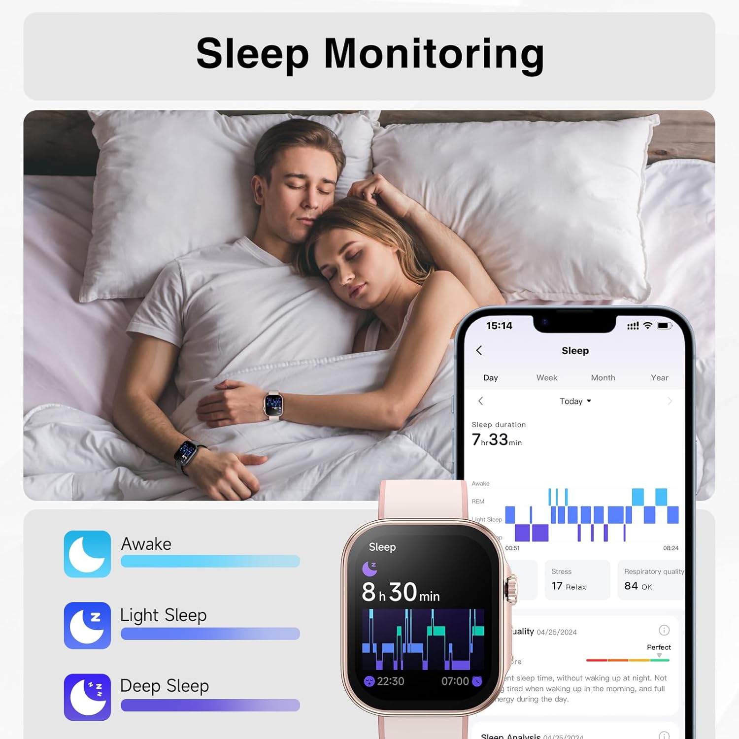 Smart Watches for Men Women, Fitness Tracker Watch with AI Voice, Bluetooth Call, 12 Days Battery, 100 Sport Modes, Smart Watch for iPhone Android, 1.99” AMOLED Display, Sleep Monitor - Image 7