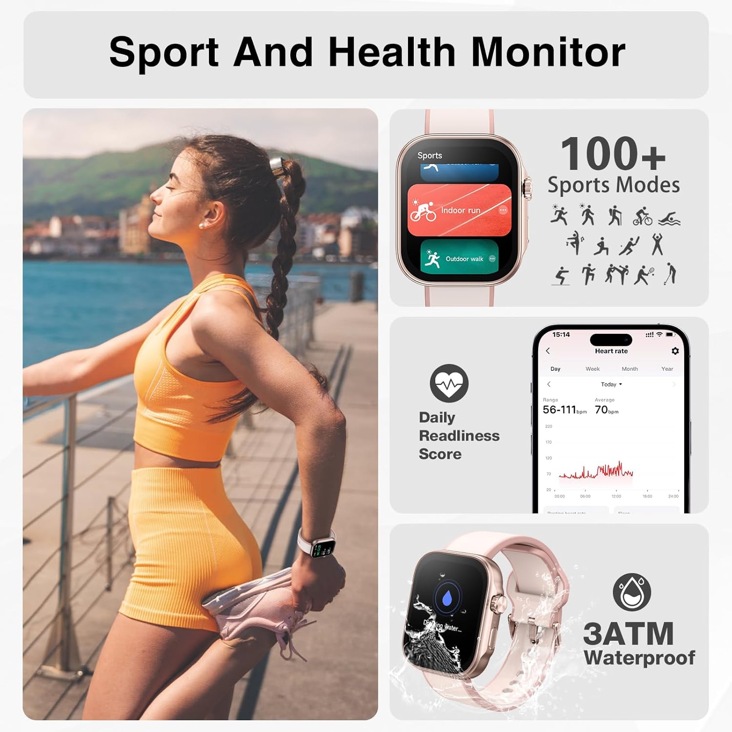 Smart Watches for Men Women, Fitness Tracker Watch with AI Voice, Bluetooth Call, 12 Days Battery, 100 Sport Modes, Smart Watch for iPhone Android, 1.99” AMOLED Display, Sleep Monitor - Image 5