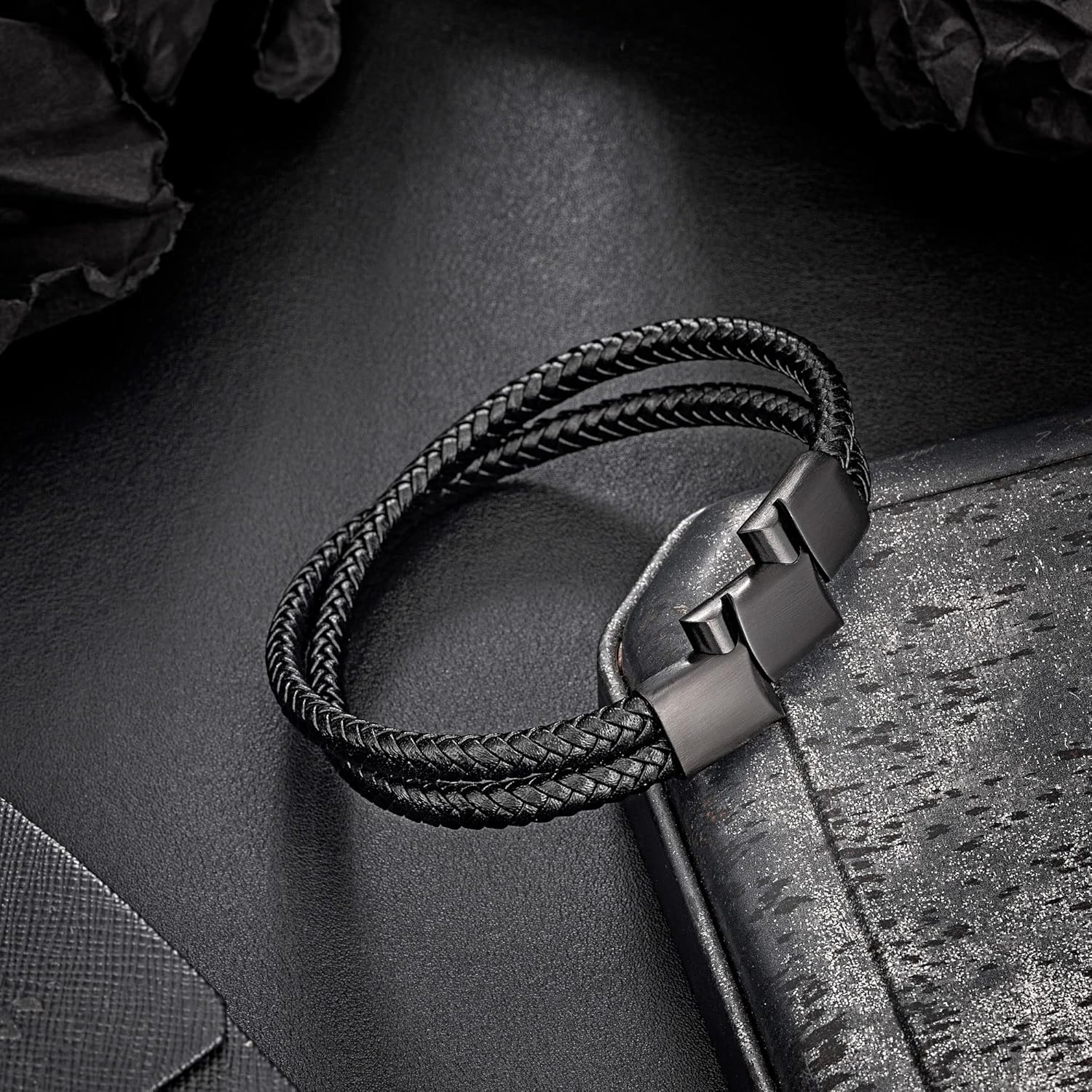 murtoo Mens Leather Bracelet, Braided Brown and Black Leather Bracelet for Men Women, Jewelry Gift Idea for Boyfriend Girlfriend Wife Husband - Image 6