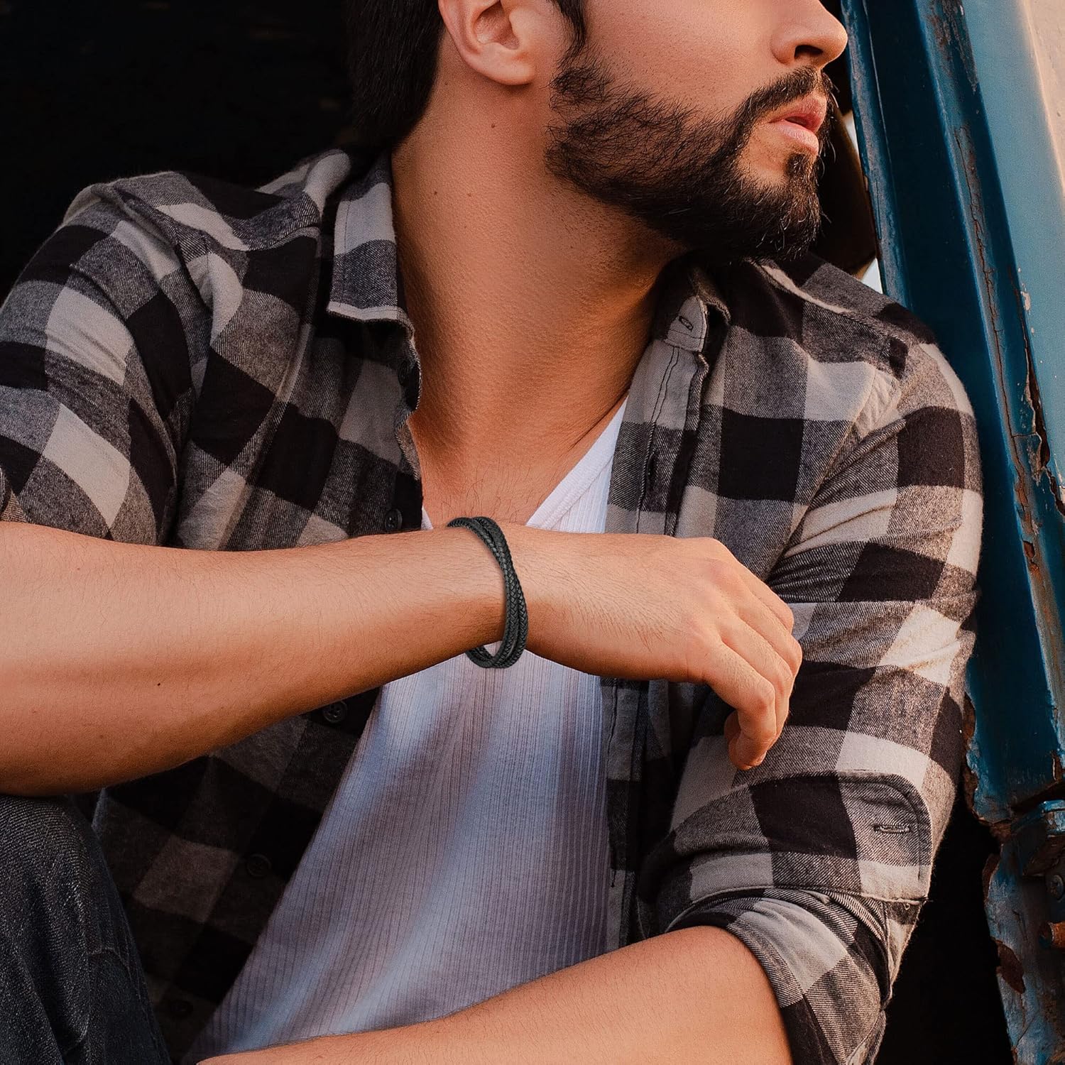 murtoo Mens Leather Bracelet, Braided Brown and Black Leather Bracelet for Men Women, Jewelry Gift Idea for Boyfriend Girlfriend Wife Husband - Image 4