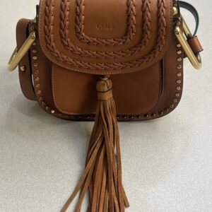 Chloe ‘Hudson’ Caramel Brown Leather Studded Tassel Crossbody Bag