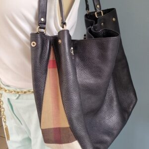 Preloved Auth Burberry Maidstone Pebbled Leather Peek Nova Check Large Tote Bag