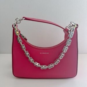 Givenchy Hot Pink Smooth Leather Mini Moon Cut Out Shoulder Bag Givenchy Hot Pink Smooth Leather Mini Moon Cut Out Shoulder Bag