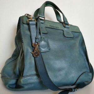 Celine Orlov 2Way Leather Handbag Blue Calfskin Shoulder Crossbody Authentic