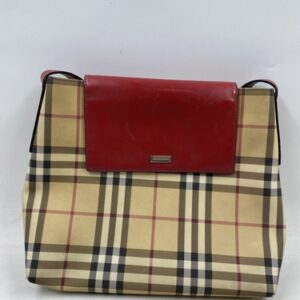 Burberry Nova Red Beige Check Shoulder Bag