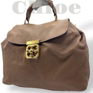 Chloe Handbag Turnlock Leather Genuine Leather Brown Brown Genuine