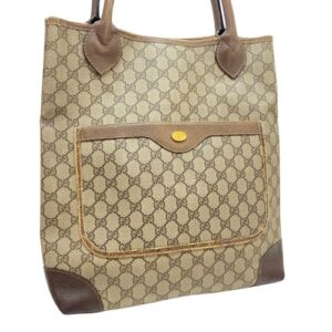 Auth Gucci GG Supreme Tote Bag Brown PVC Leather Vintage 36cm Auth Gucci GG Supreme Tote Bag Brown PVC Leather Vintage 36cm