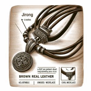 Jirong Brown Real Leather and Alloy Pendant Adiustable Necklace Mens Necklace Unisex Necklace Cool Necklac Pl220