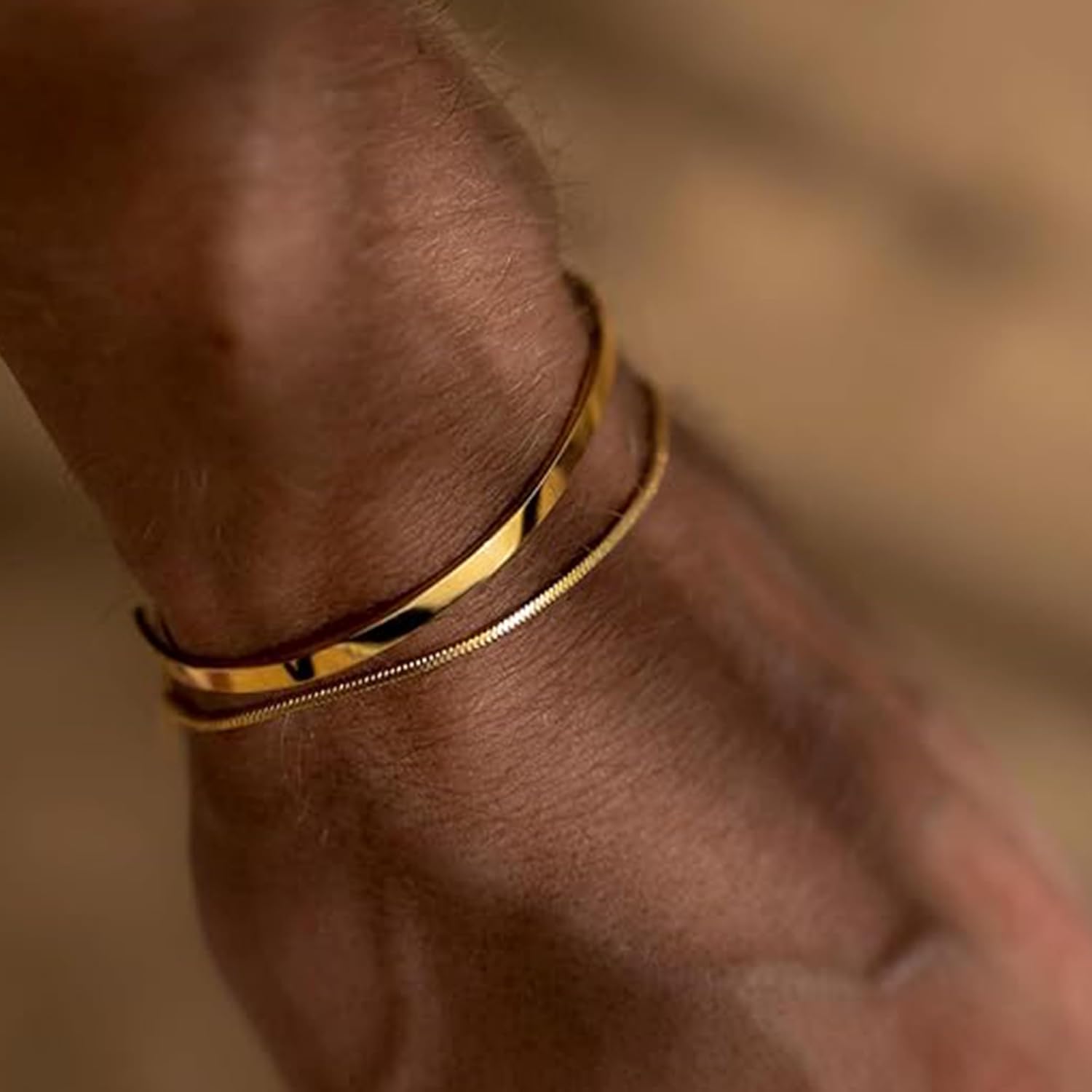 Gold Bracelets for Men 2pcs Men's Bracelets Set Pulseras Para Hombres Silver Bangle Bracelet for Men Cuban Link Chain for Mens Jewelry Gift - Image 3