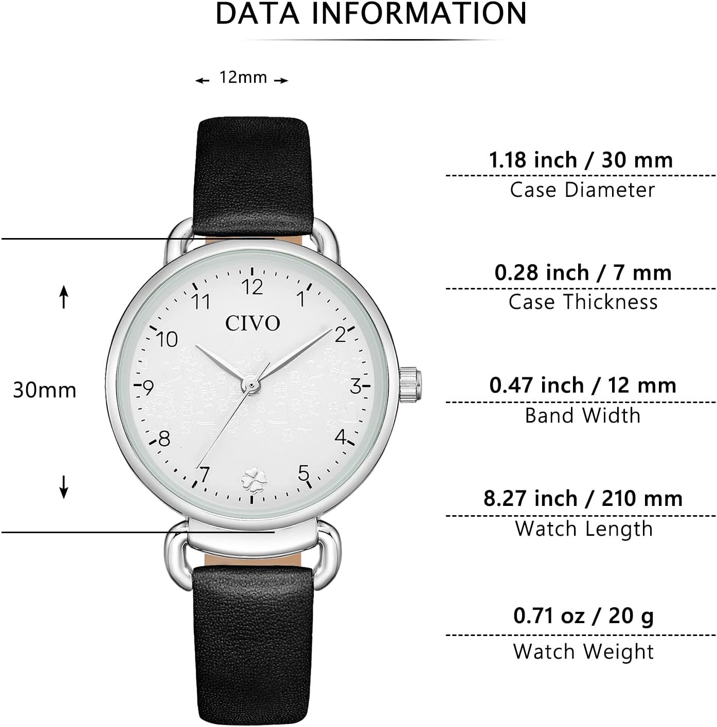 CIVO Womens Watch, Waterproof Womens Wrist Watches Analog Quartz Watch Leather Strap Simple Business Casual Elegant Dress Ladies Watches for Women - Image 8