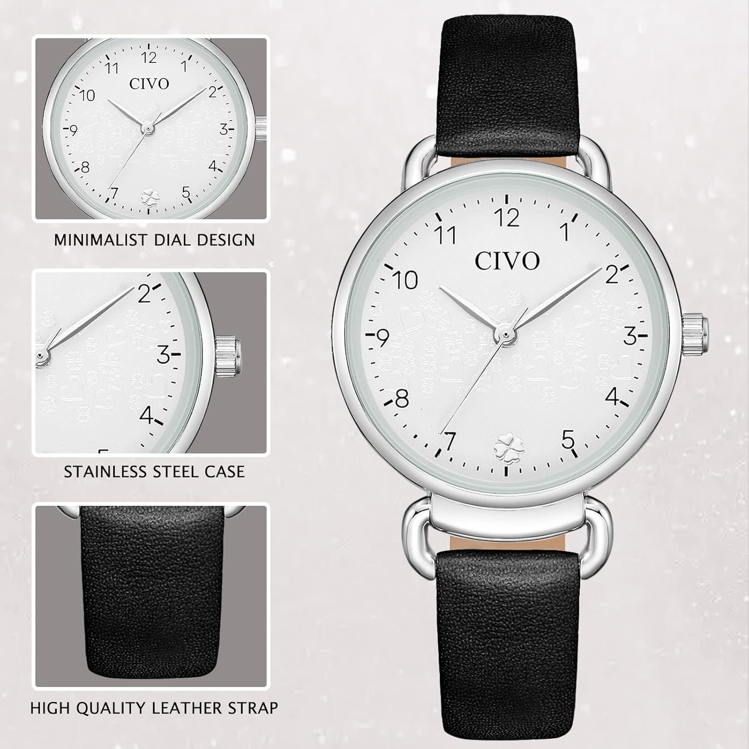 CIVO Womens Watch, Waterproof Womens Wrist Watches Analog Quartz Watch Leather Strap Simple Business Casual Elegant Dress Ladies Watches for Women - Image 6