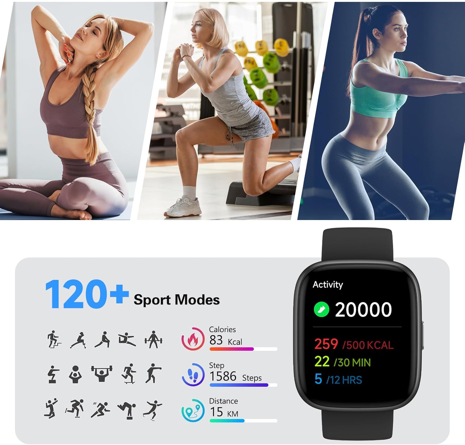 Smart Watch for Men Women,Alexa Built-in Smartwatch(Answer/Make Calls),1.8" HD Fitness Tracker,IP68 Waterproof 100+ Sport Mode Activity Tracker,Heart Rate SpO2 Sleep Monitor,iOS Android Compatible - Image 4