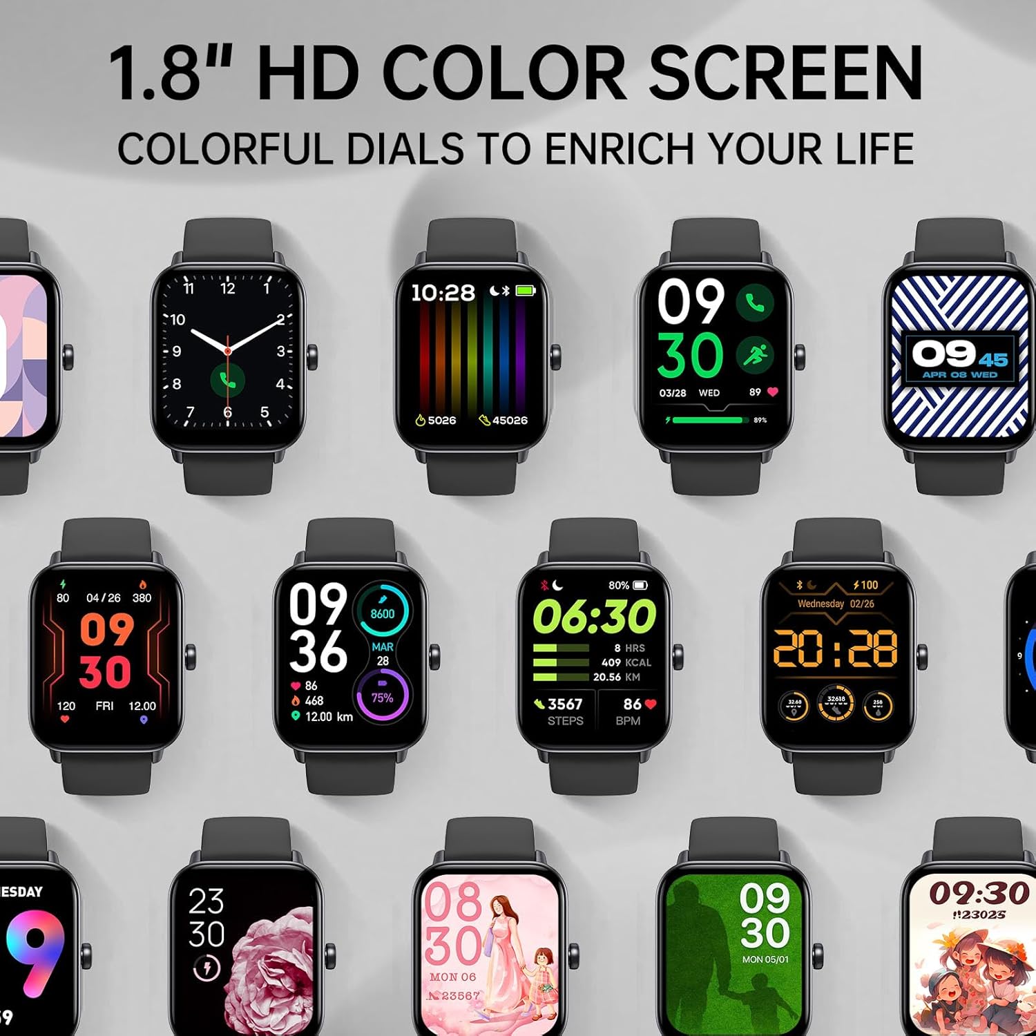 Smart Watch for Men Women (Answer/Make Call) with Alexa Built in, iPhone Android Compatible, Fitness Tracker Heart Rate Blood Oxygen Sleep Monitor 1.8'' Touch Screen Bluetooth Watch IP68 Waterproof - Image 7