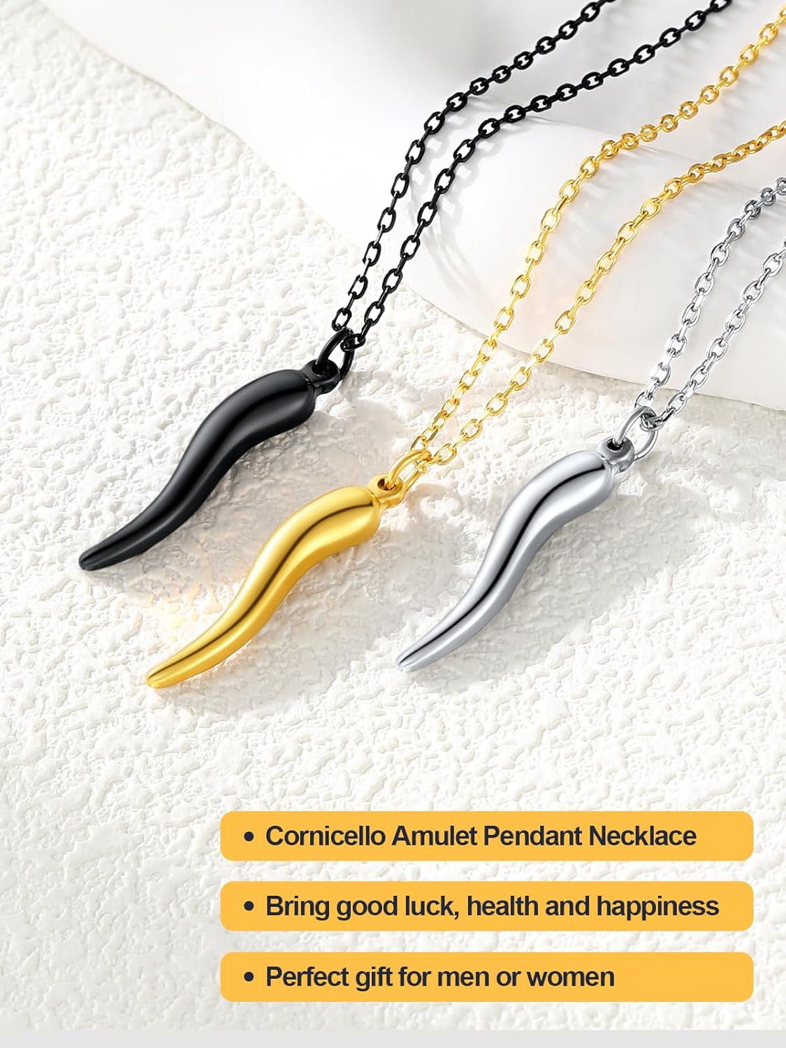 U7 Italian Horn Pendant Necklace for Men Women 925 Sterling Silver/18K Gold Italian Horn Amulet Charm Necklace Jewelry - Image 8
