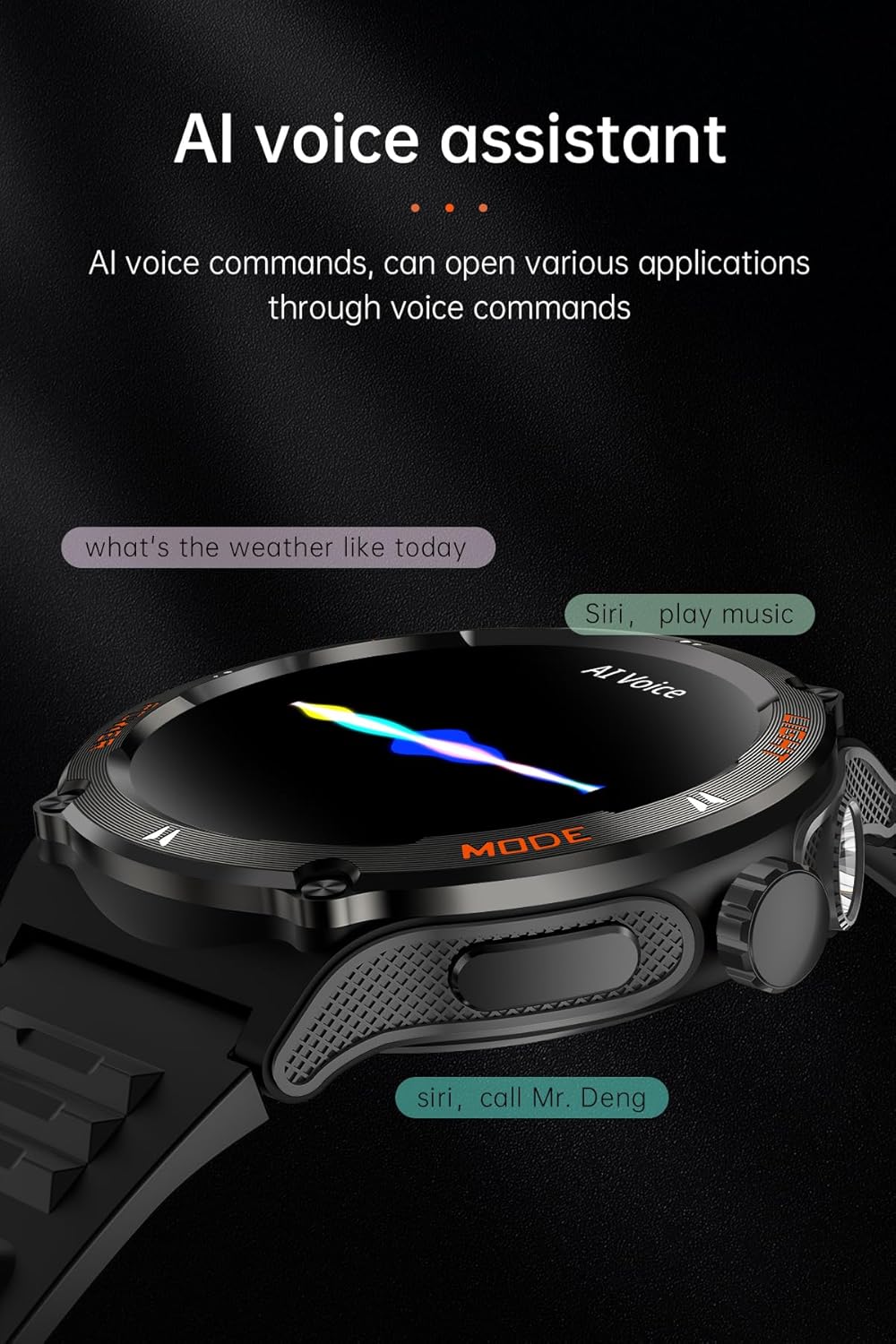 Military Smart Watch for Men with LED Flashlight 500mAh Big Battery Tactical Smart Watch 1.53” Big Screen Rugged Smartwatch 3ATM Waterproof Fitness Tracker with Health Monitor for iPhone Android - Image 12