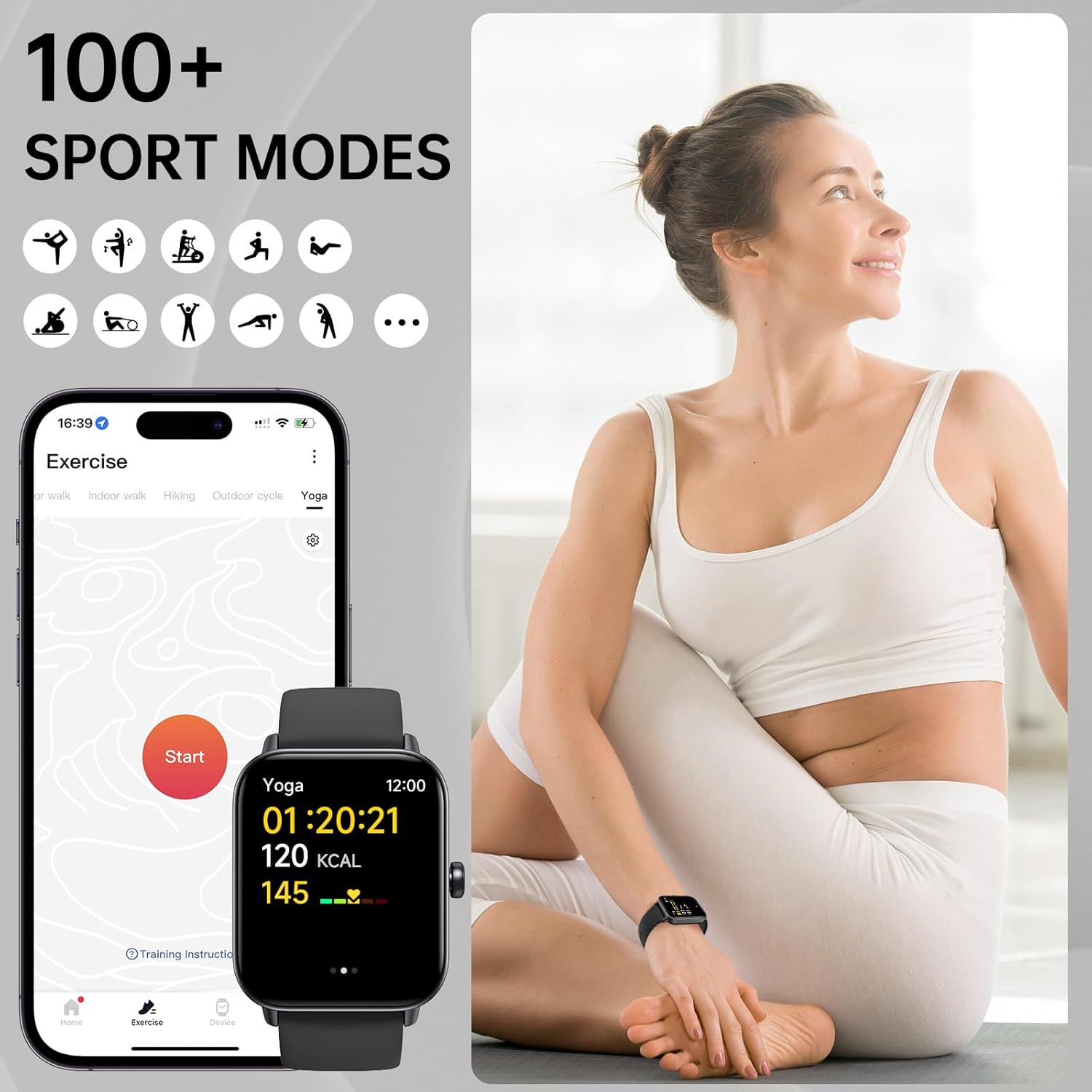 Smart Watch for Men Women (Answer/Make Call) with Alexa Built in, iPhone Android Compatible, Fitness Tracker Heart Rate Blood Oxygen Sleep Monitor 1.8'' Touch Screen Bluetooth Watch IP68 Waterproof - Image 5