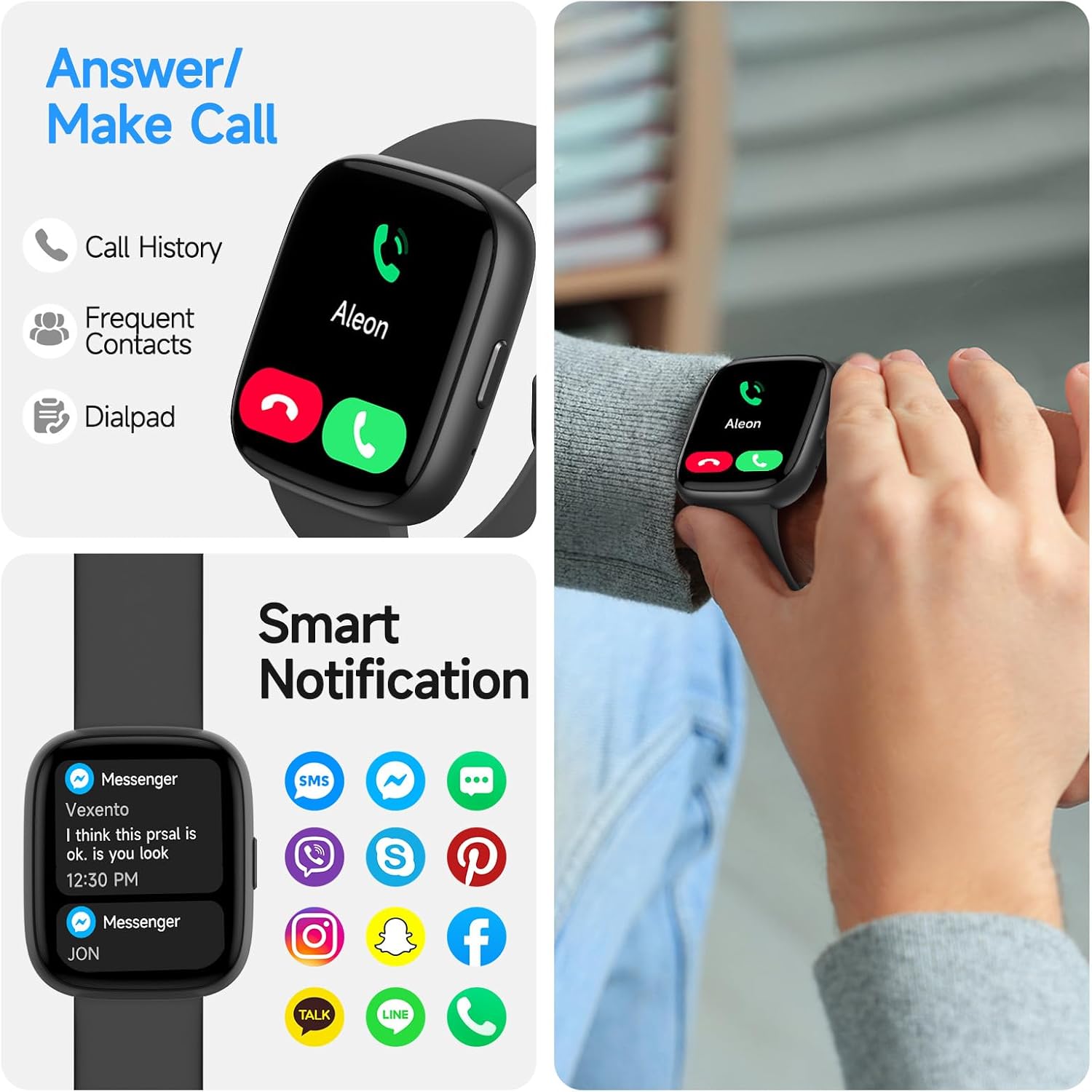 Smart Watch for Men Women,Alexa Built-in Smartwatch(Answer/Make Calls),1.8" HD Fitness Tracker,IP68 Waterproof 100+ Sport Mode Activity Tracker,Heart Rate SpO2 Sleep Monitor,iOS Android Compatible - Image 2