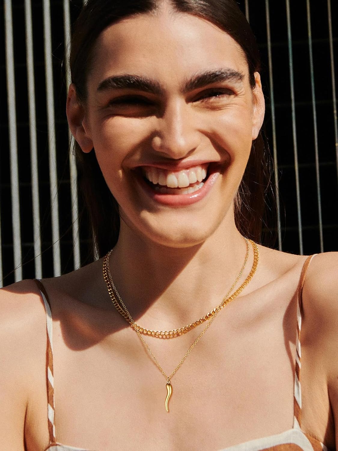 U7 Italian Horn Pendant Necklace for Men Women 925 Sterling Silver/18K Gold Italian Horn Amulet Charm Necklace Jewelry - Image 2