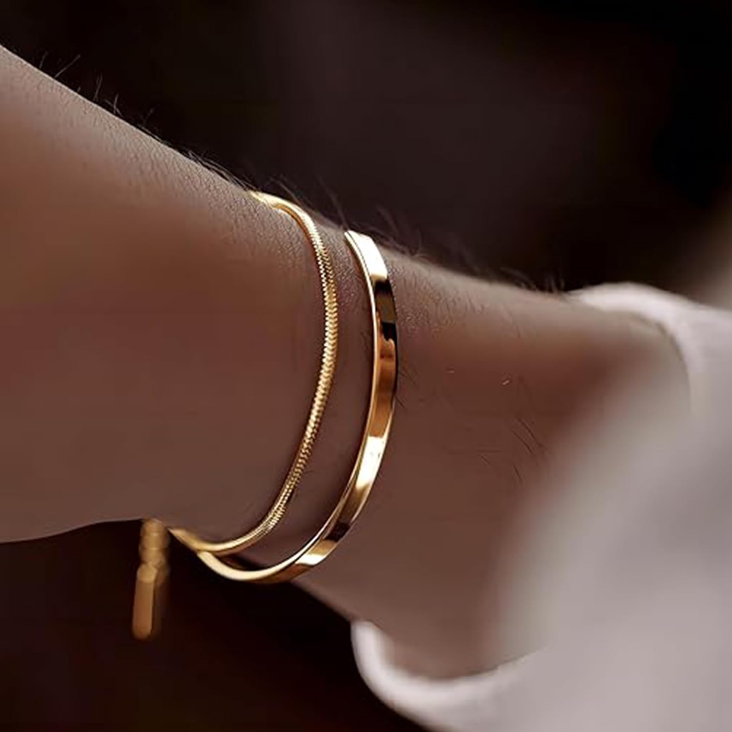 Gold Bracelets for Men 2pcs Men's Bracelets Set Pulseras Para Hombres Silver Bangle Bracelet for Men Cuban Link Chain for Mens Jewelry Gift - Image 5