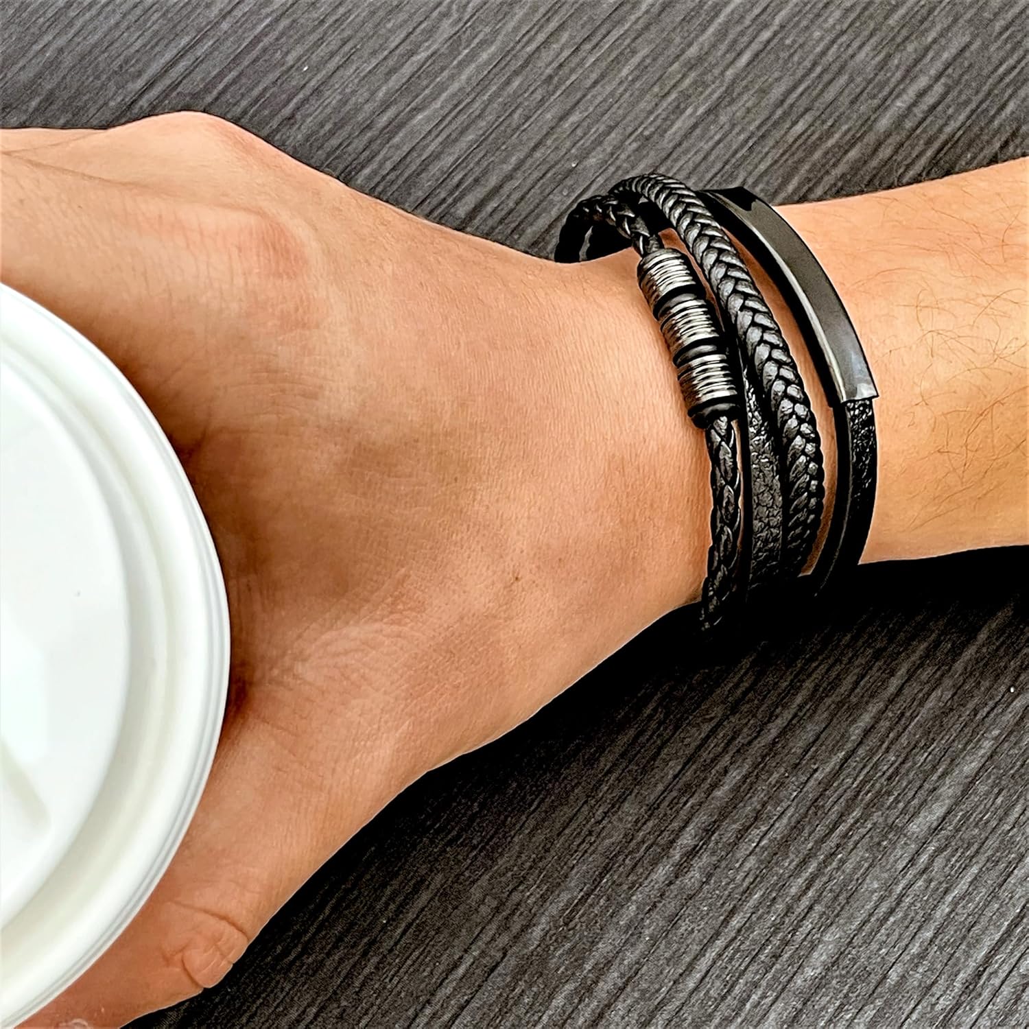 HEIX Adult Multilayer Braised Leather Bracelet Stainless Steel Clasp Gift Idea for Men & Women Jewelry - Image 6