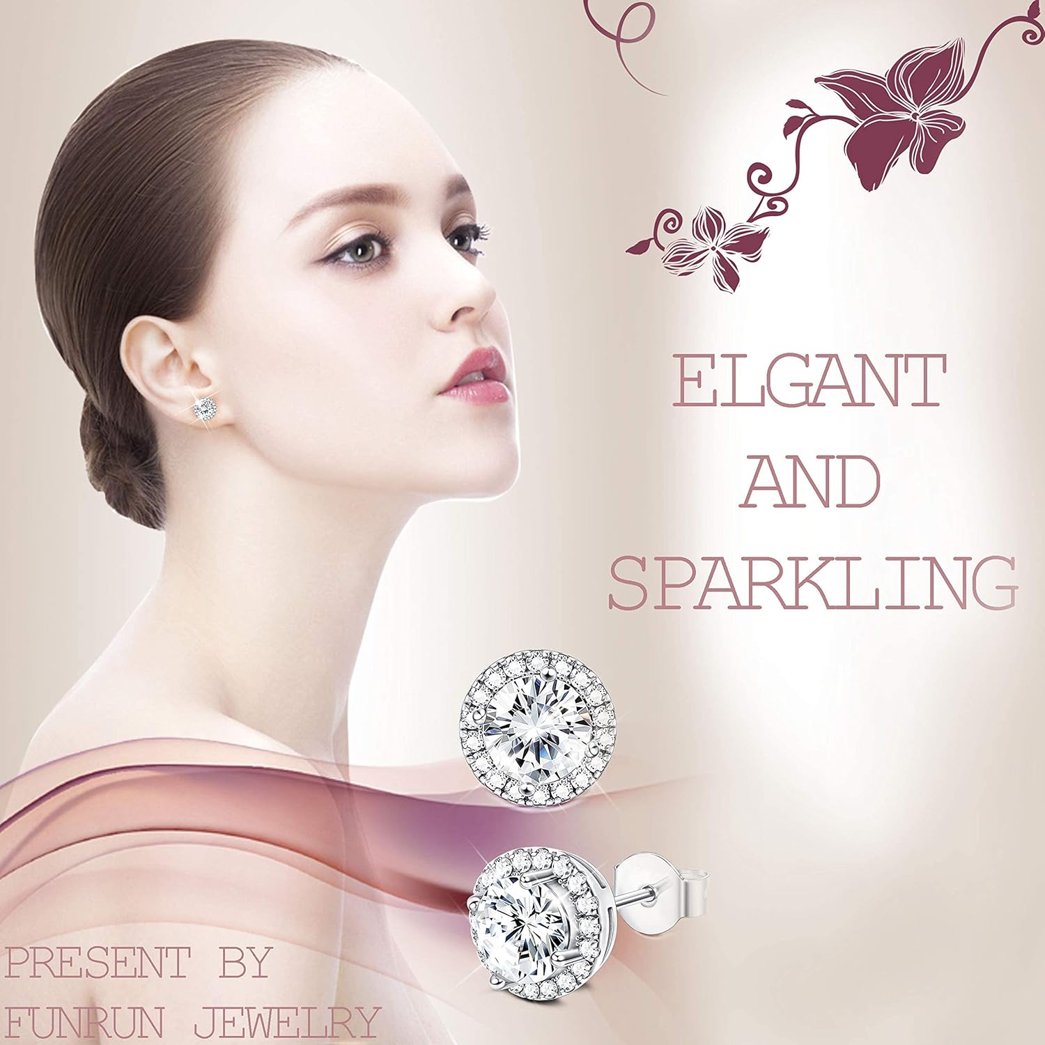 FUNRUN JEWELRY 6 Pairs Stainless Steel Cubic Zirconia Stud Earrings for Women Men CZ Halo Hoop Huggie Earrings Set - Image 8