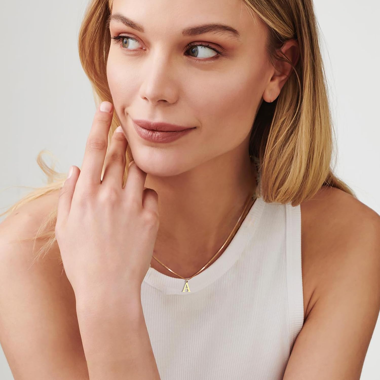 Gold Necklace Women Initial Necklace for Women Dainty Gold Letter Necklace Tiny Box Chain Personal Alphabet Letter Pendant Necklace Gifts Gold Jewelry Outfits Trendy Stuff - Image 4