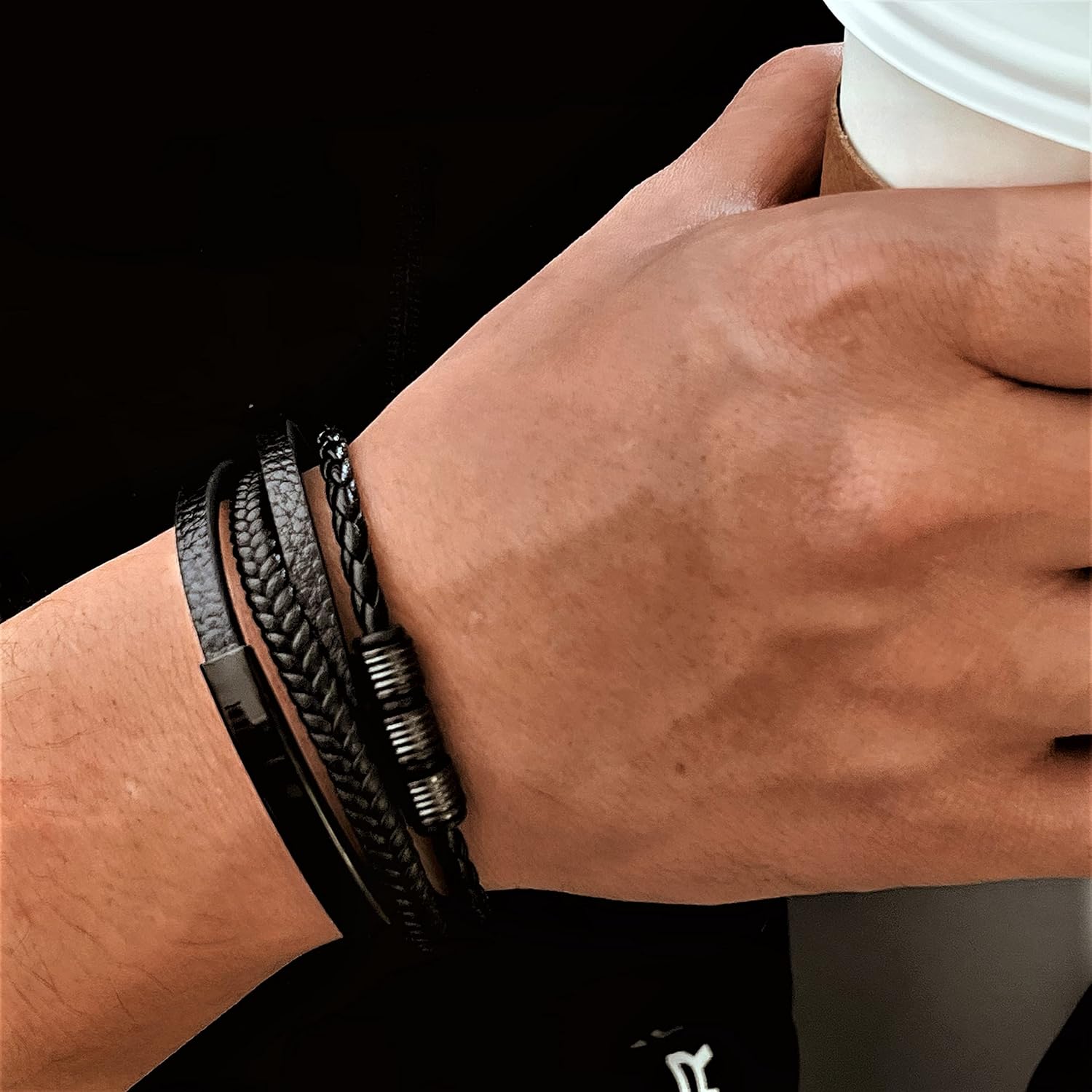 HEIX Adult Multilayer Braised Leather Bracelet Stainless Steel Clasp Gift Idea for Men & Women Jewelry - Image 5