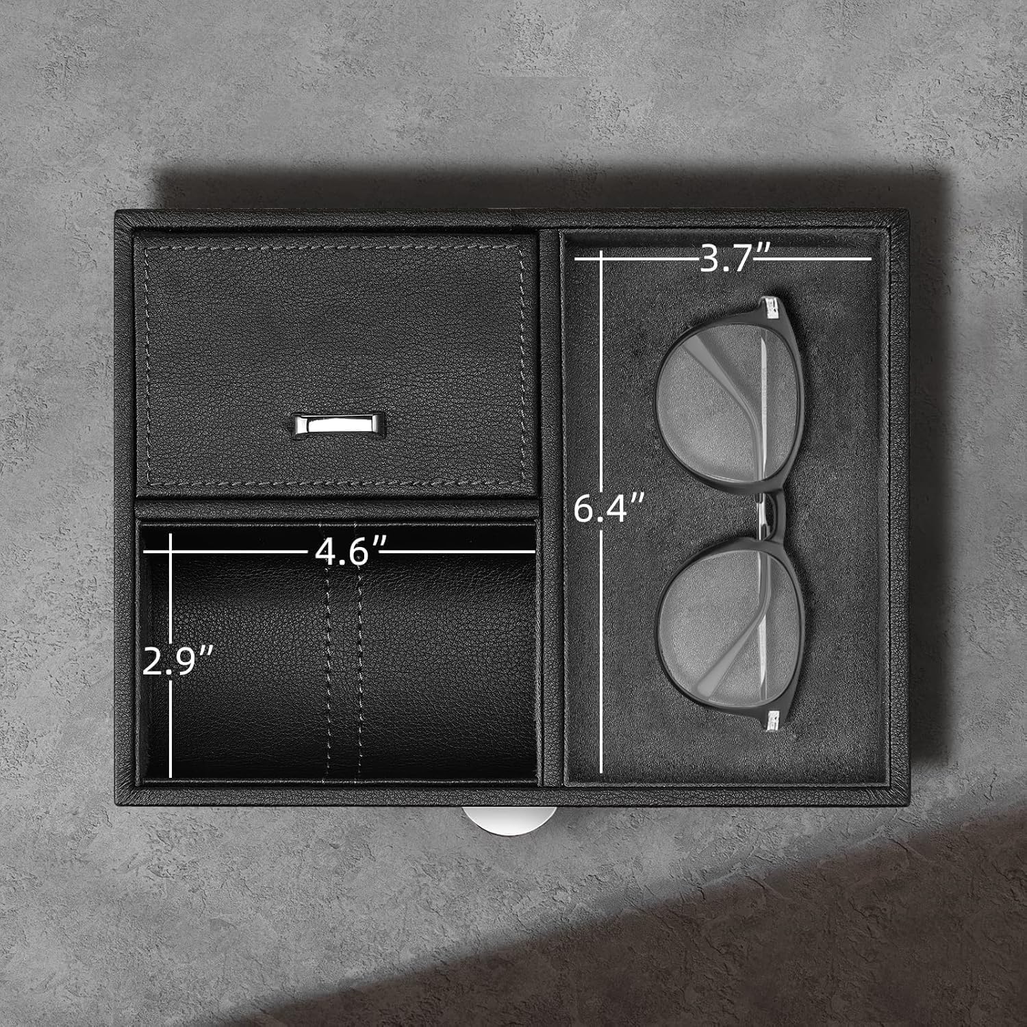 Vlando Automatic Double Watch Winder - Watch Winder Box with Men Jewelry Organizer Tray, Japanese Quiet Motor, LED Light, Adjustable Watch Pillows, AC Adapter - Black - Image 3