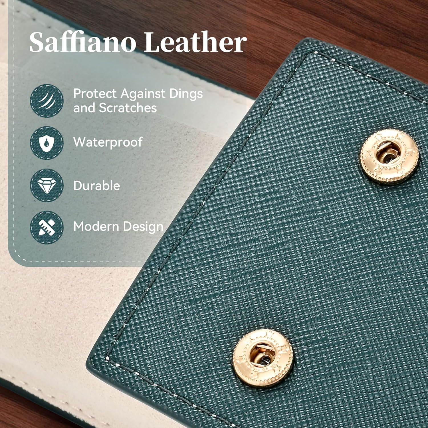 Travel Leather Watch Pouch/Watch Travel Case with Suede Lining/Luxury Leather Travel Watch Case Single Watch Pouch for Men and Women (Green) - Image 6