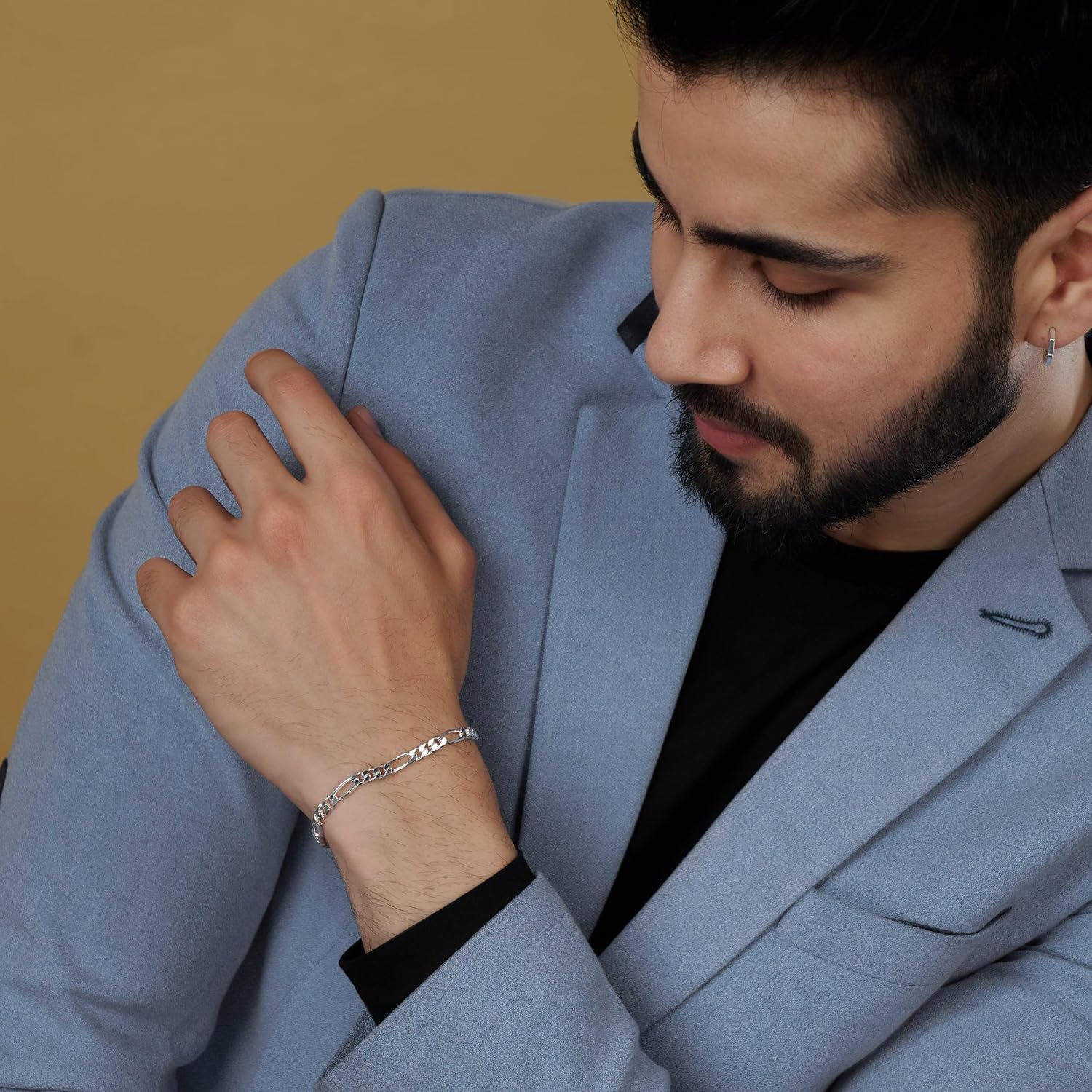 LeCalla Solid 925 Sterling Silver Figaro Link Chain Bracelet | Italian Diamond-Cut Figaro Chain Bracelet for Women Men, Made in Italy (7, 7.5, 8, 8.5, 9 Inches) - Image 2