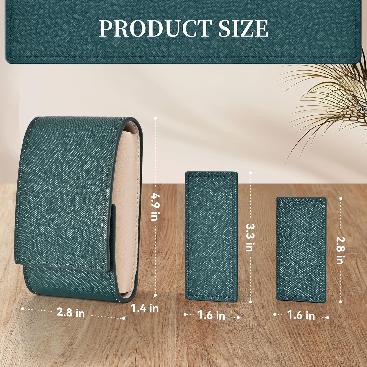 Travel Leather Watch Pouch/Watch Travel Case with Suede Lining/Luxury Leather Travel Watch Case Single Watch Pouch for Men and Women (Green) - Image 4