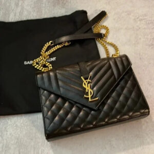Yves Saint Laurent Envelope Triquilt Shoulder Bag in Grained Leather