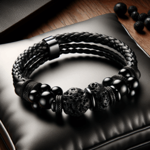 Speroto New Mens Bracelet Bead and Leather Braided, Lava and Onyx Bead Leather Bracelet for Men Speroto New Mens Bracelet Bead and Leather Braided, Lava and Onyx Bead Leather Bracelet for Men