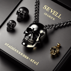 Stainless Steel Skull Necklace, Gothic Punk Statement Jewelry for Men/Women, Black/18K Gold Plated, Come with Box Stainless Steel Skull Necklace, Gothic Punk Statement Jewelry for Men/Women, Black/18K Gold Plated, Come with Box