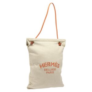 HERMES Sac Aline GM Shoulder Bag Canvas Beige Auth sw655