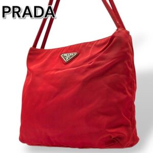 PRADA Nylon Tote Bag Auth Red Medium Women Italy 118413