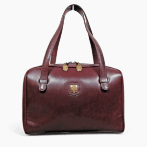 CELINE 80s Vintage Triomphe Mini Handbag Purse Leather Bordeaux USED