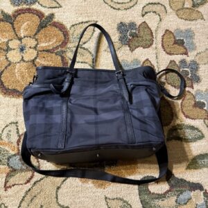 Burberry Graceford Tonal Check Diaper Shoulder Bag Black Adjustable Strap